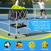 Tennis Ball Hopper Foldable Portable Pickleball Baseball Hopper Basket with Wheels with Storage Bag for Serve Training