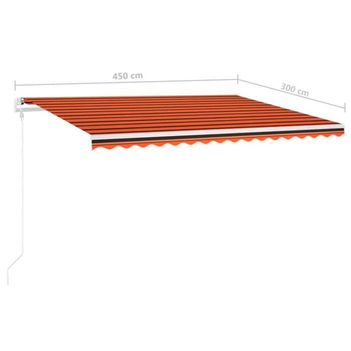 VidaXL Auvent manuel rétractable avec LED 4,5x3 m Orange et marron 3069965