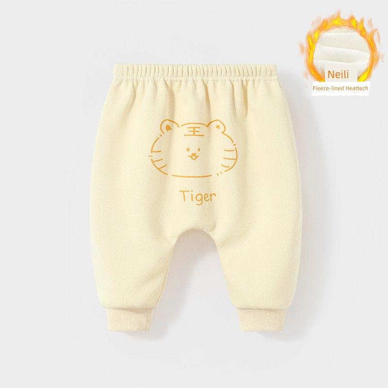 [Fleece-lined] Baby pants Fall and winter baby fart pants kids Heattech boys big pp pants autumn girl cotton pants