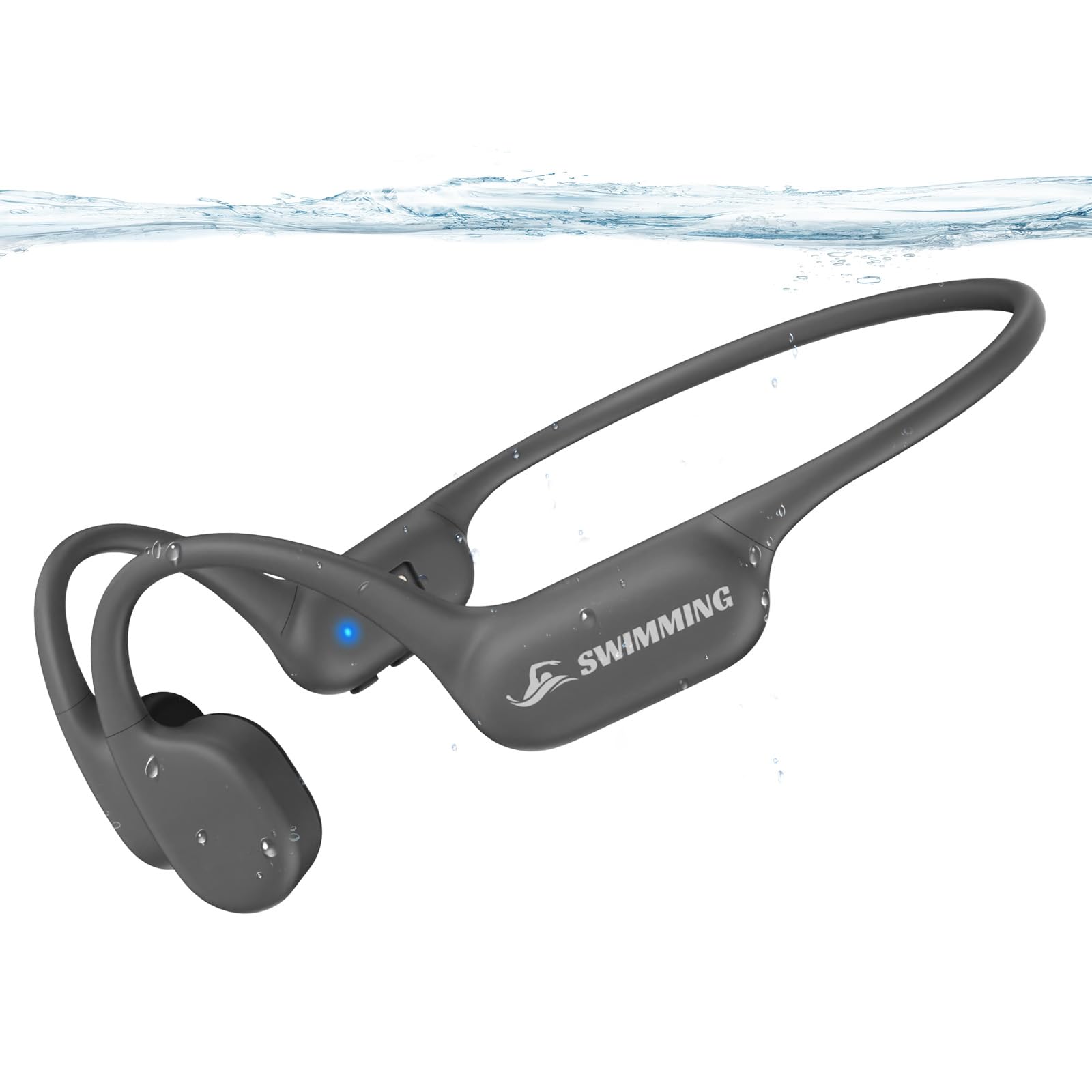 

Bone Conduction Earphones, Bluetooth 5.4, Swimming, IP68 Waterproof, 32GB Memory, 8000 Songs, Wireless Headphones with Mic, 8 Hours of Playtime and