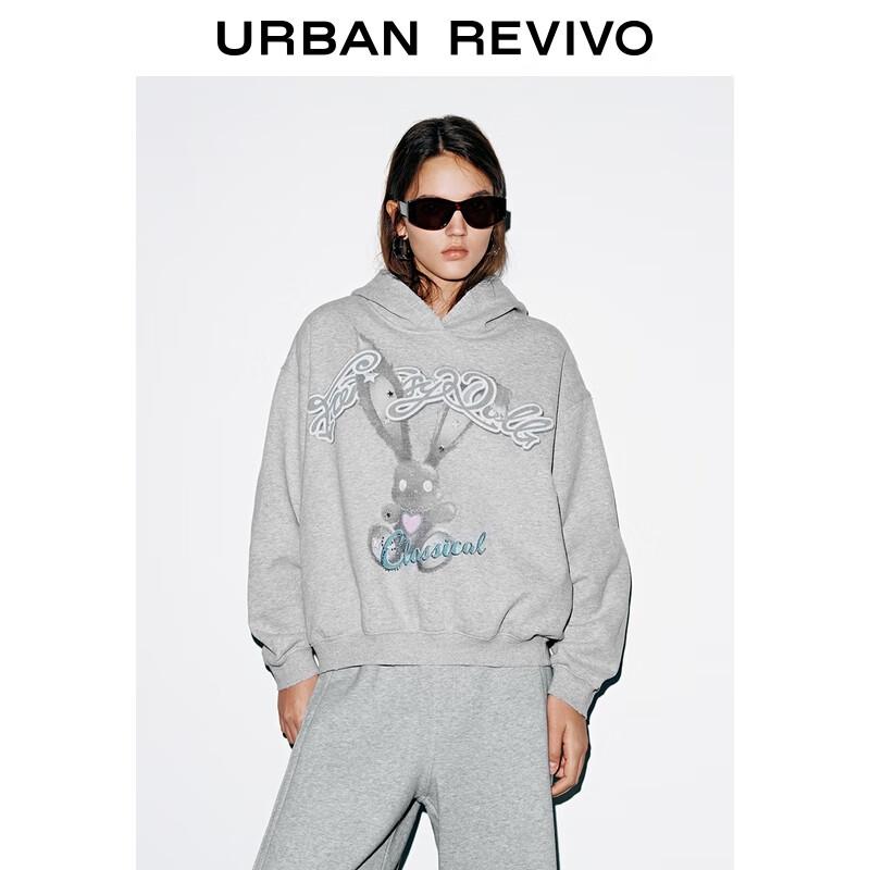 

UR Women s Rabbit Print Rhinestone Oversized Hoodie L