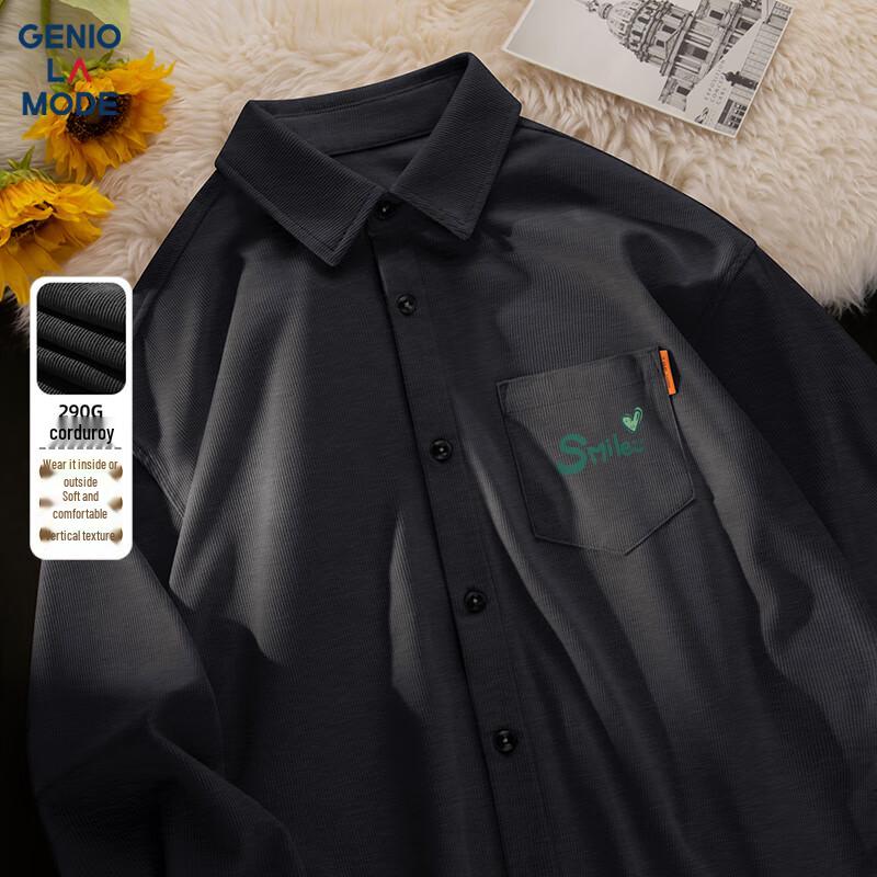 GENIOLAMODE Men's Heavyweight Corduroy Long-Sleeve Shirt