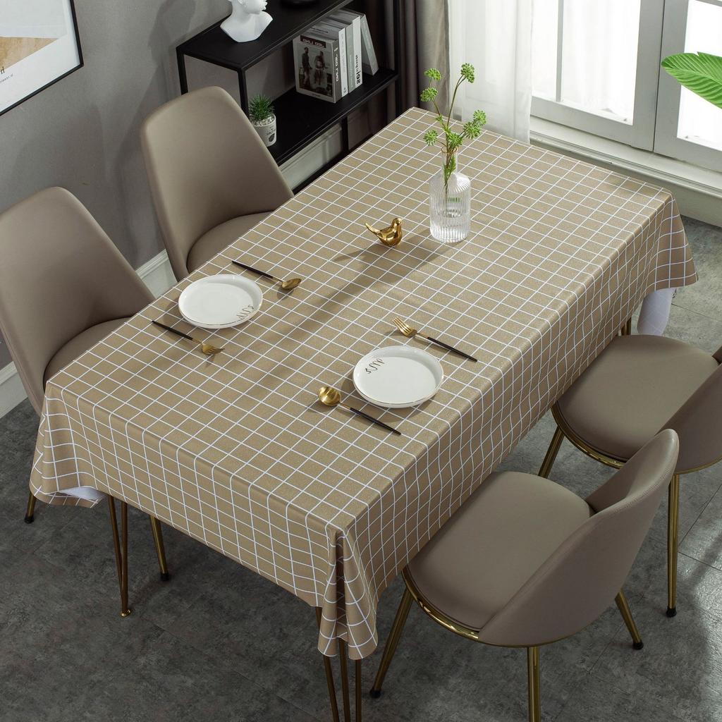 Printed Tablecloth Waterproof And Oil-Proof Leave-In Plaid Table Tablecloth Pvc Table Mat