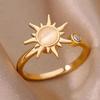 Huitan Simple Adjustable Sun Ring for Women Versatile Daily Wearable Accessories Gold Color/Copper Color Zircon for Female