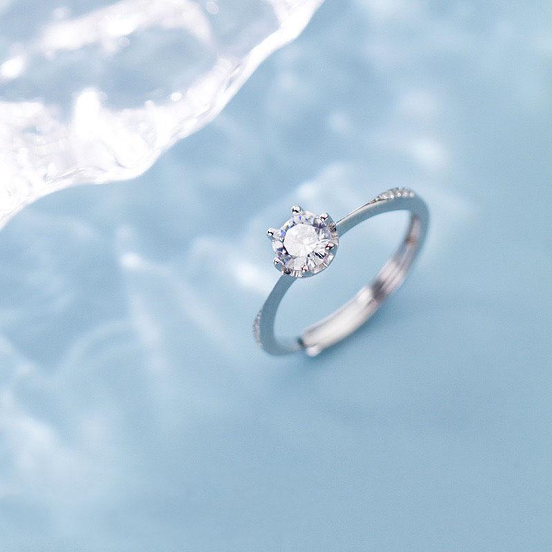 Xiaomi 925 Sterling Silver Zircon Rings For Women Geometric Fine Jewelry Finger Adjustable Geometric CZ  Ring For Party Birthday Gift