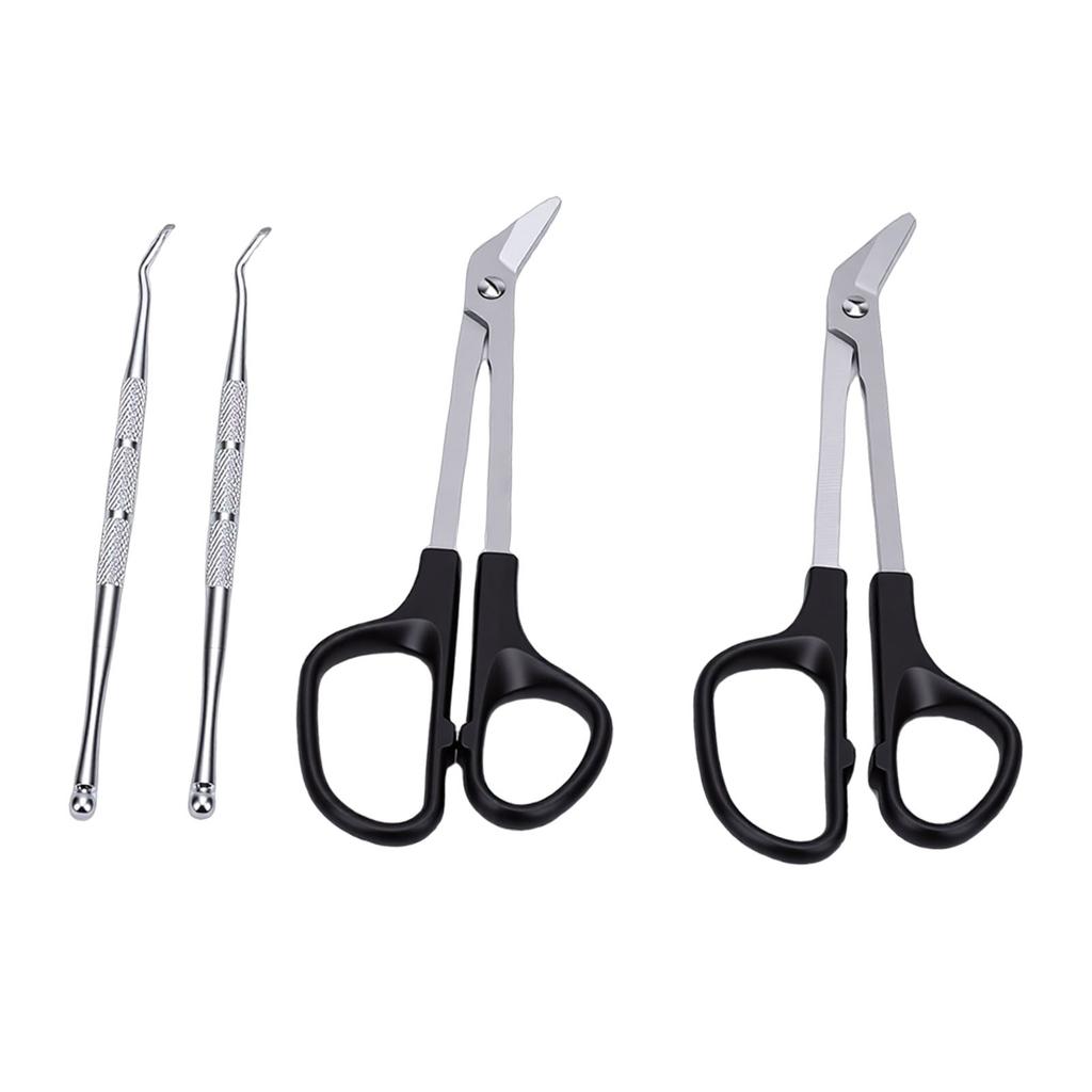 Long Handle Toenail Scissors Stainless Steel Bandage Scissors with Nail Lifters for Salon Home Use