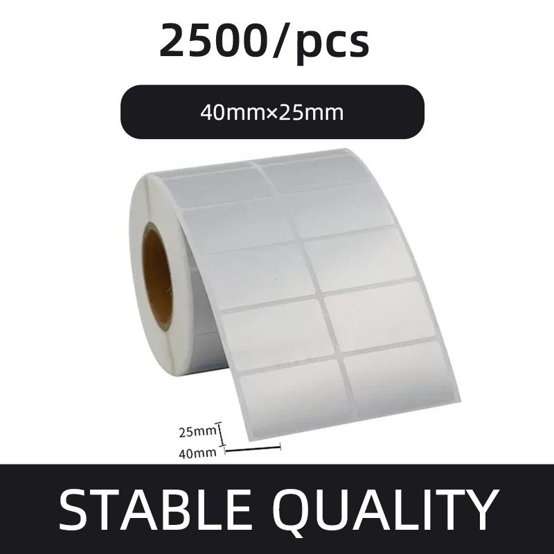 Etiqueta de código de barras PET prata fosca 20 30 40 50 60 70 80 90 100 Fita de transferência térmica Impressora de adesivos