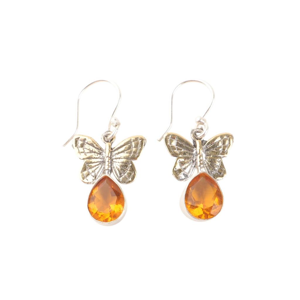 Citrine Gemstone 925 Sterling Silver Jewelry Handmade Drop/Dangle Earrings 1.3" EE-155-12