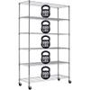 Metal Shelves 6 Layer Wire Shelving On Wheels Heavy Duty Metal Storage Rack Utility Shelves 48" NSF Steel Racks 2100 LBS Capacity Adjustable Standing