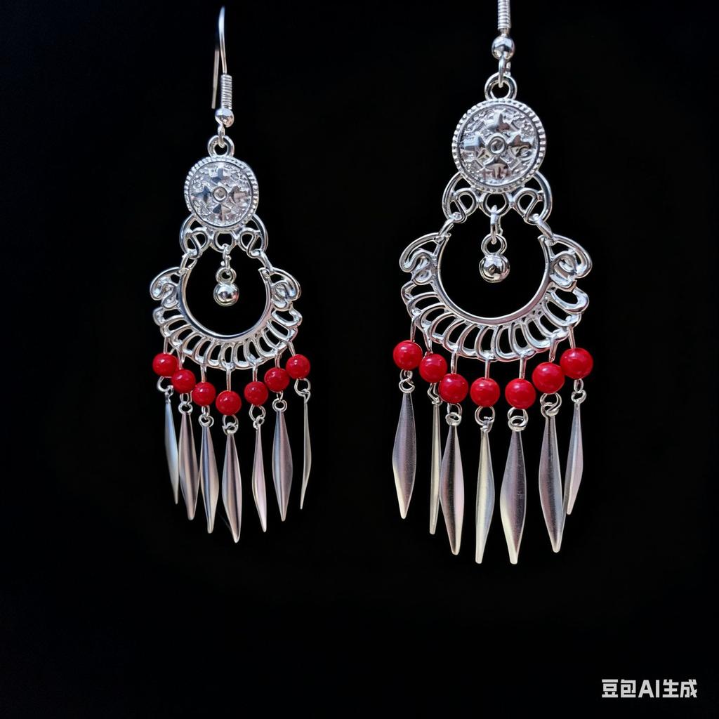 Ethnic style earrings Alloy silver-plated Miao ethnic minority Dong Yi earrings Earrings