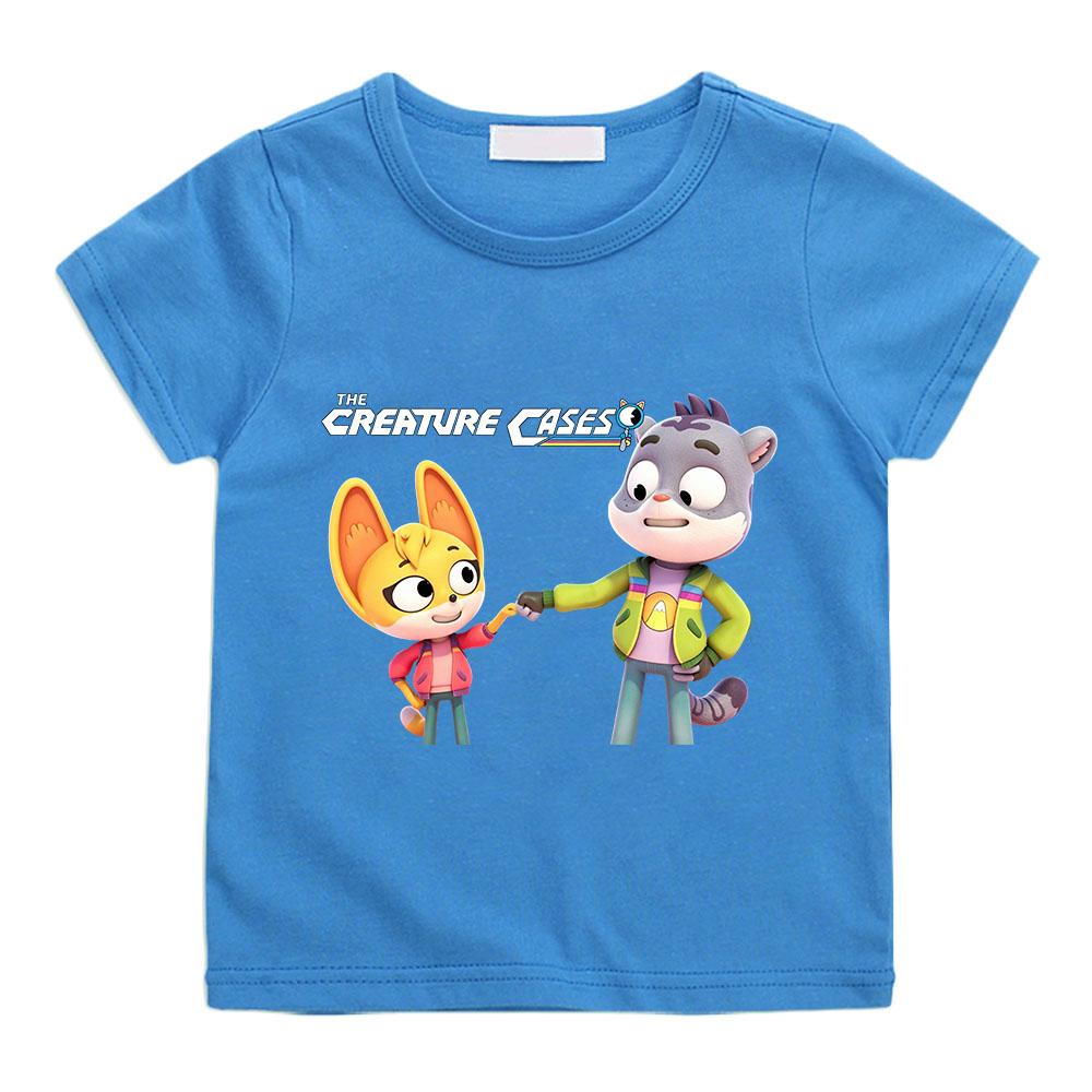 100% Cotone The Creature Cases Stampa Cartone Animato T-shirt Bambini 2-12 Anni Ragazzi Ragazze Unisex Moda Manica Corta Girocollo Top Casual