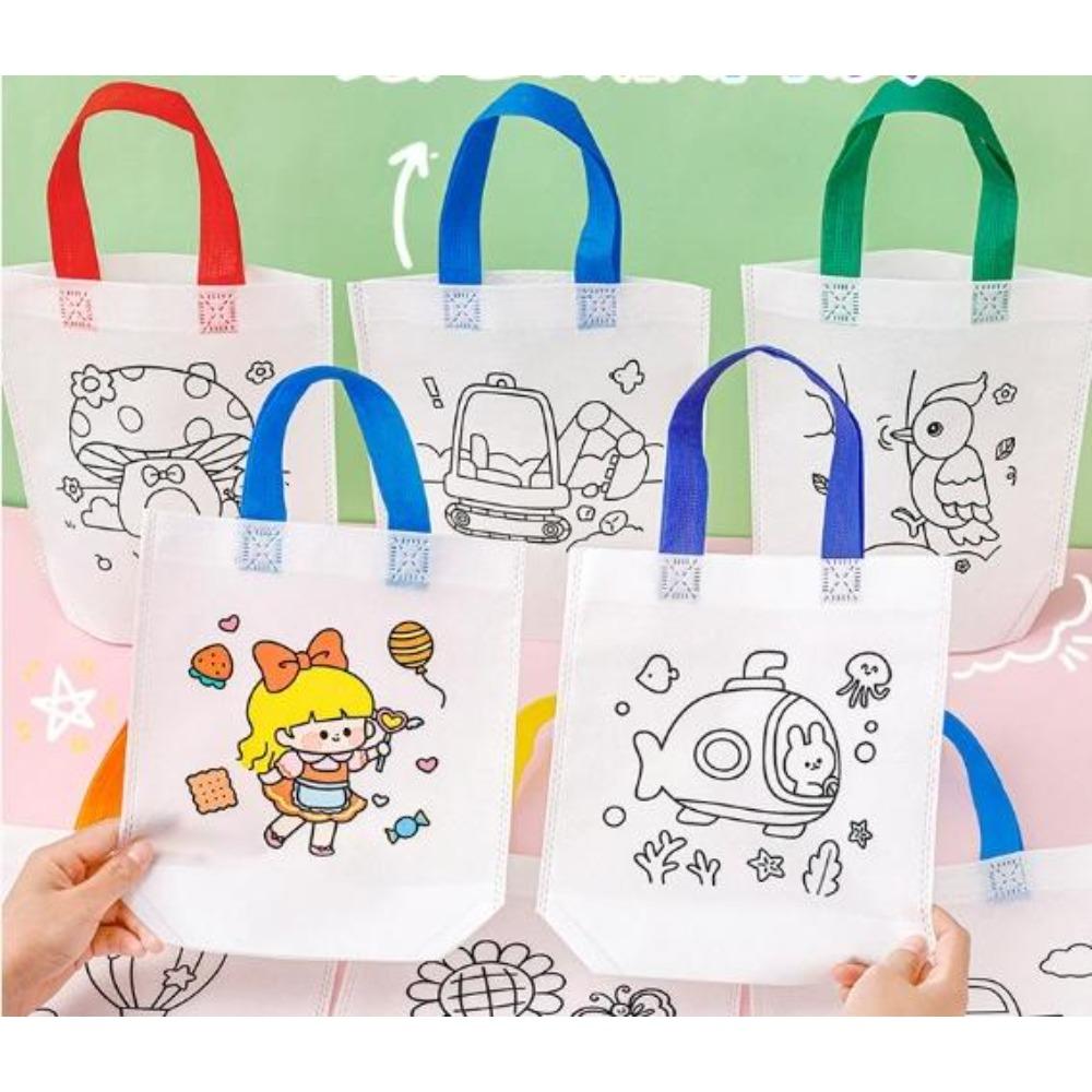 

5 Sets DIY Graffiti Pouch featuring Markers Handmade Painting Non-Woven Pouch designed for Children Arts Crafts Colour Filling Drawing Bags Toy