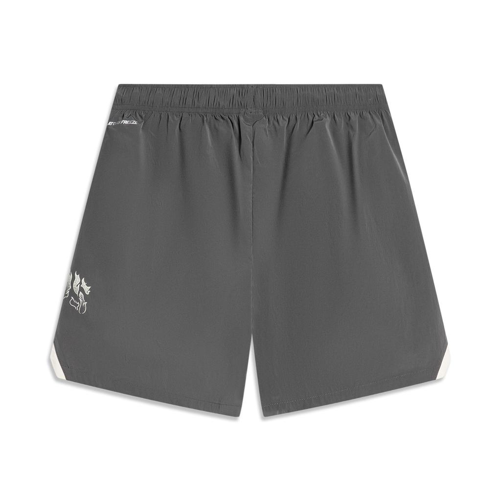 Li Ning Badfive Basketball Series Letter Print Mid Waist Drawstring Straight Casual Shorts Men Shorts Graphite-Grey AKSU109-2