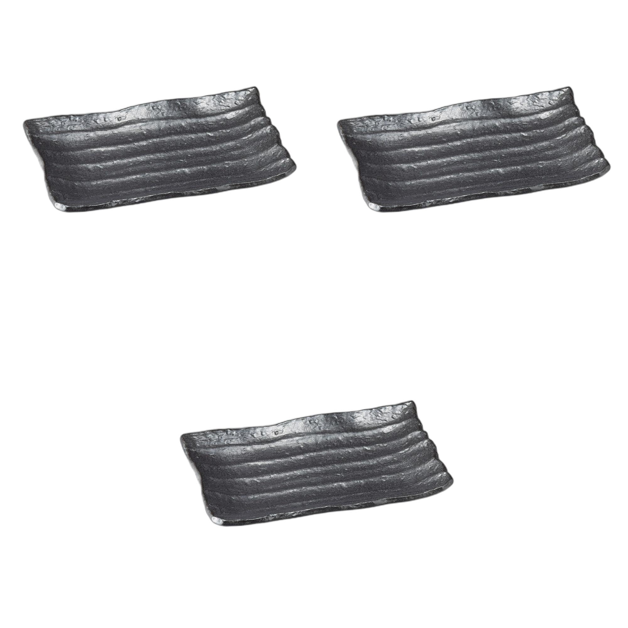 

Набор из 3 черных прямоугольных блюд Shinogi x 20 x Керамические сервировочные тарелки от Setomonohonpo [32,5 3,4 см]