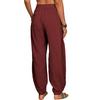 Women Pants Elastic High Waist Pure Color Long Trousers with Pockets Loose Fit Wide Leg Harem Pants Daily Wear