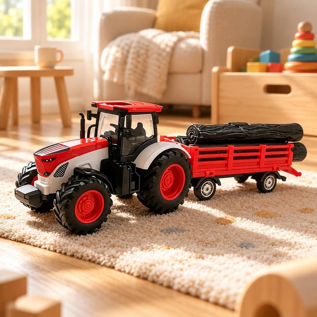 Farm Tractor Transport Toy with Enclosed Cab Diecast Alloy Agricultural Detachable
