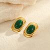 GEMCHIC Women's Retro Geometric Oval Stud Earrings Fashion Gold Tone Resin Statement Jewelry