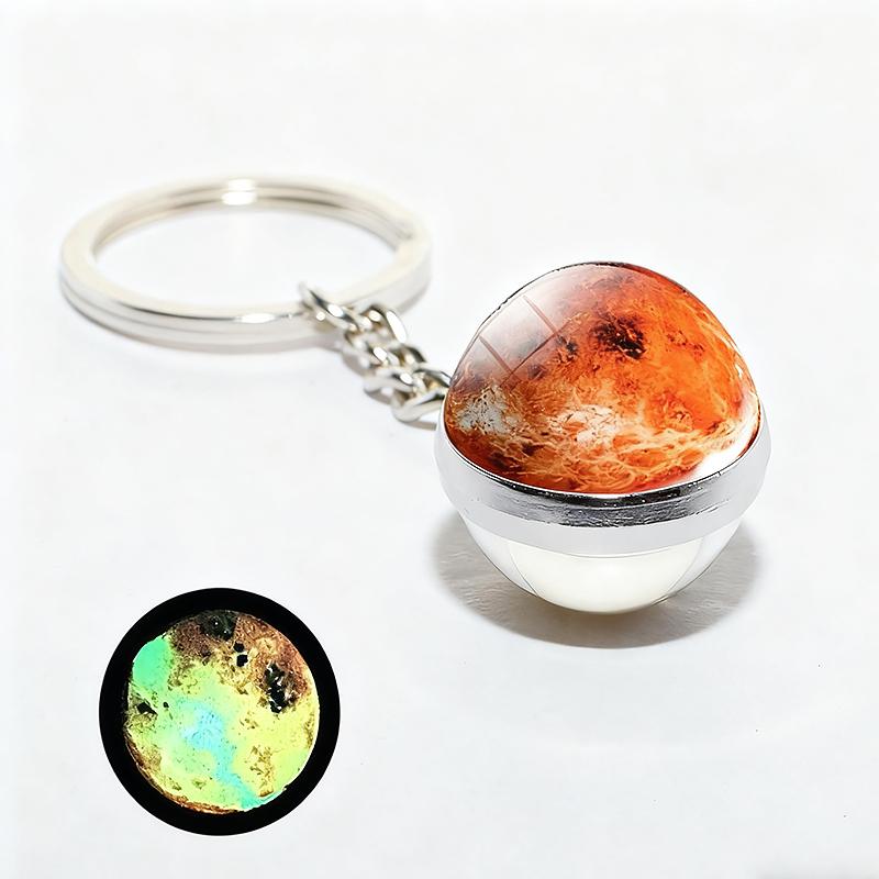 1PC Round Luminous Pendant with Ring Graduation Gift Planetary Earth Keychain Car Glow-in-the-Dark Durable Dual-Sided Cute