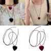 Vintage Heart Necklace Long Rope Necklace Pendant Necklace Flocking Texture Charm Necklace Present for Stylish Ladies