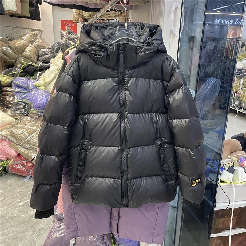 Black Gold Five-grid Down Jacket Women's Short New Couple White Duck Down Men's and Women's Versatile Thickened Coat
