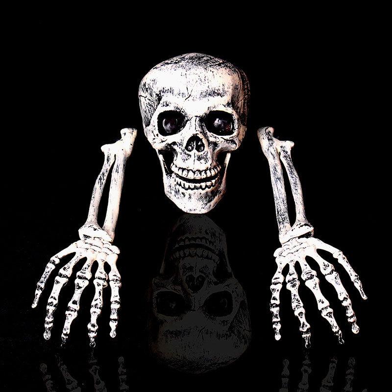 Skeleton Ground Stakes: Halloween Decoration with Skull and Ghost Hand Props