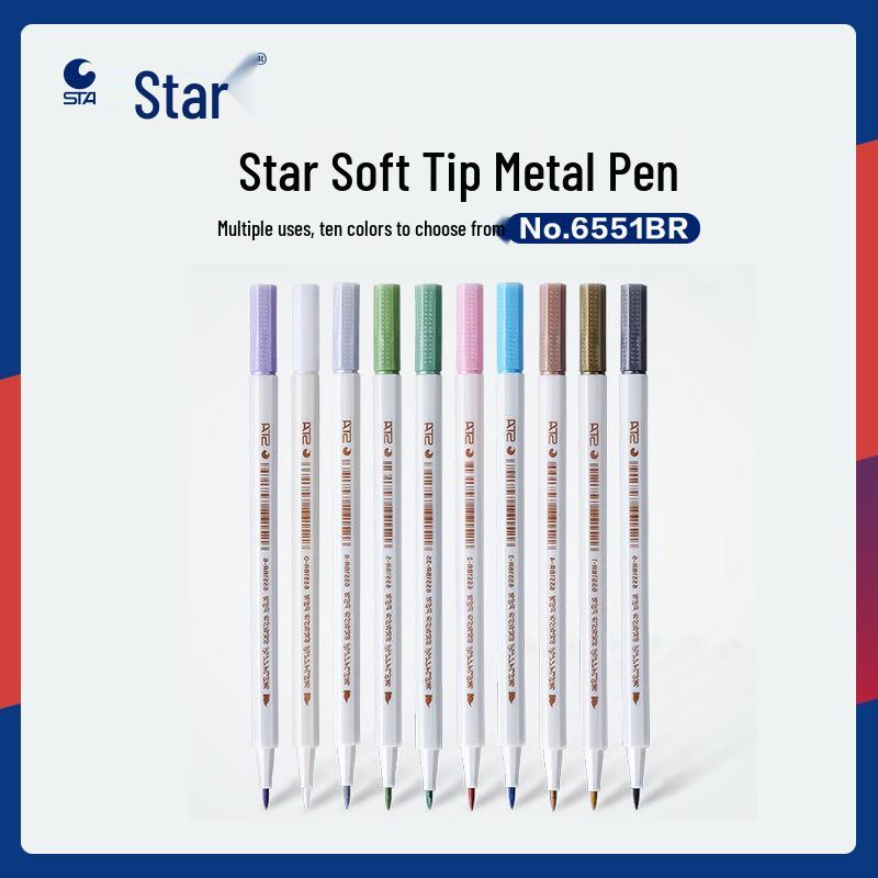 STA 6551BR Soft Tip Water-Based Black Brush Pen for DIY Photo Albums and Metal Drawing