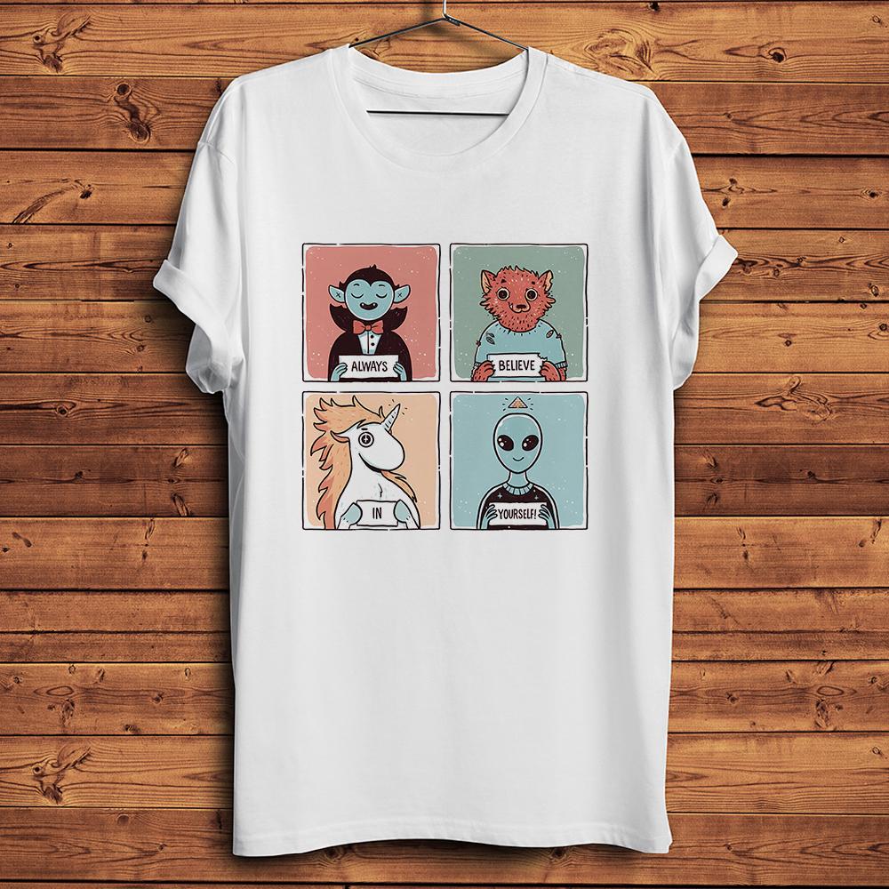 

Believe in YourselfFunny Vampire Alien Unicorn TshirtTee UniseCasual Short Sleeve T ShirtNocracking Breathable Printing S