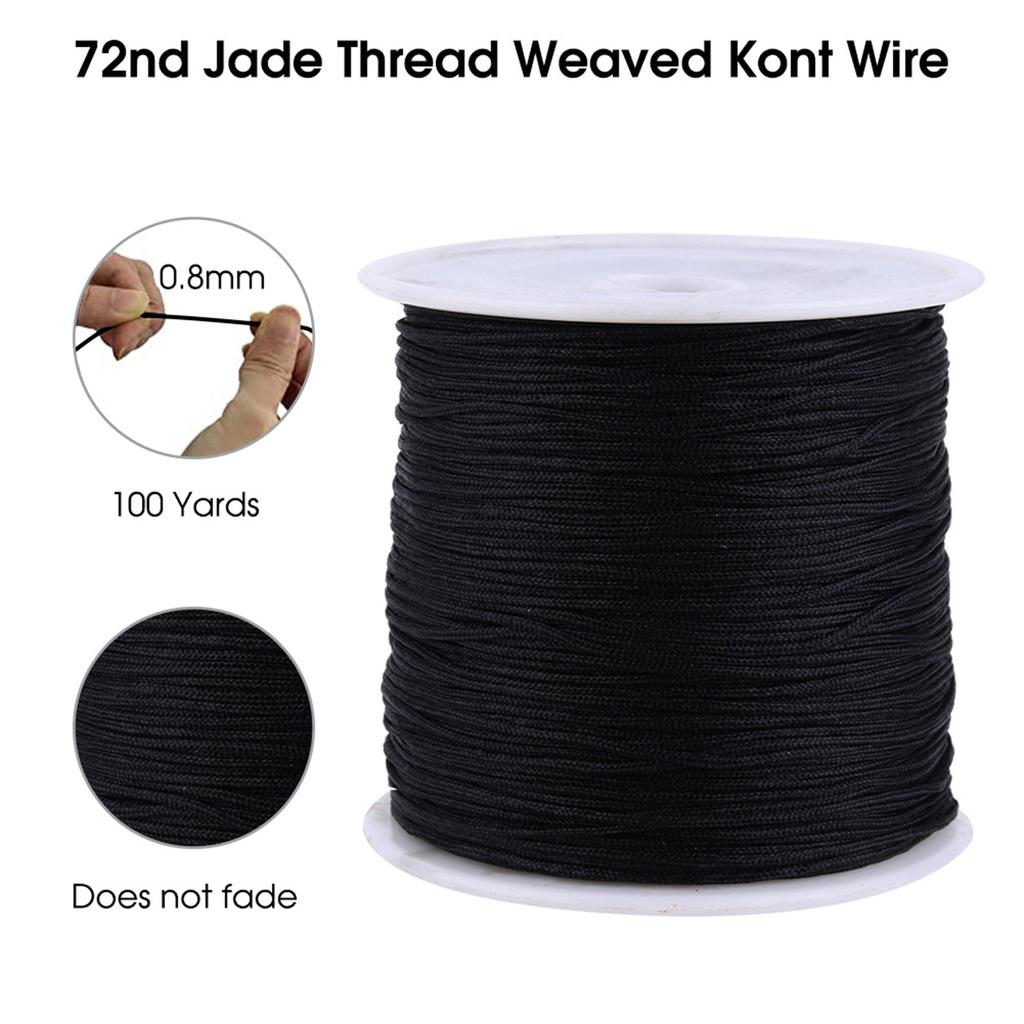 100M x 0.8mm Nylon Chinese Knot Cord Rattail Macrame Shamballa Thread String Black Chinese Knot Cord Home Supplies Knitting Rope