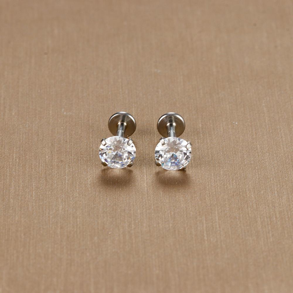 2PC Labret Tragus Stud Earrings 16G Surgical Stainless Steel CZ Crystal Monroe Helix Cartialge Conch Medusa Lip Body Piercing