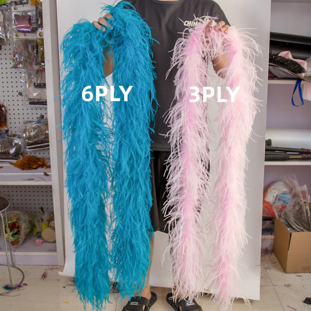 DIY 2M Natural Ostrich Feathers Boa Decoration for Party Wedding Dress Shawl Clothes Sewing Accessories Crafts Plume 1 3 6 10 20 PLY
