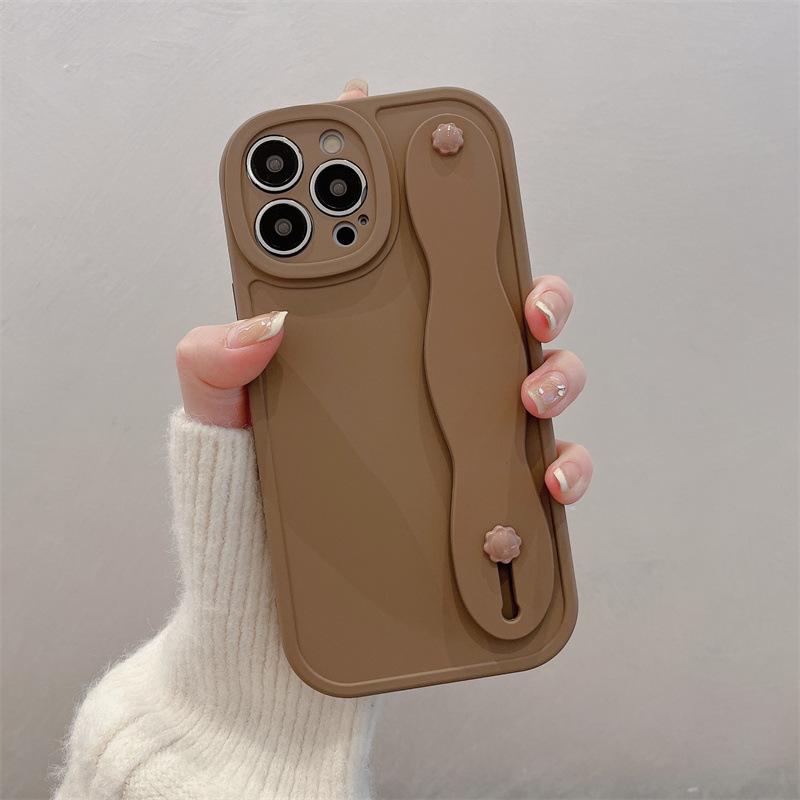 Pokročilé tekuté silikonové pouzdro na telefon s poutkem na zápěstí a stojánkem pro Apple 6S, 8P, 11, 12, 13, 14 Pro Max – Design proti pádu