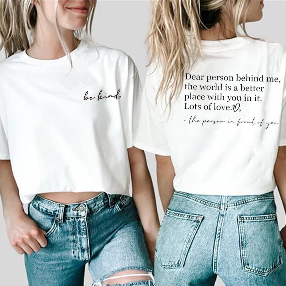 

Футболка Be Kina Dear Person Behind Me, рубашка для психического здоровья, эстетическая мотивационная футболка, футболка унисекс, топы с короткими рукавами M белый