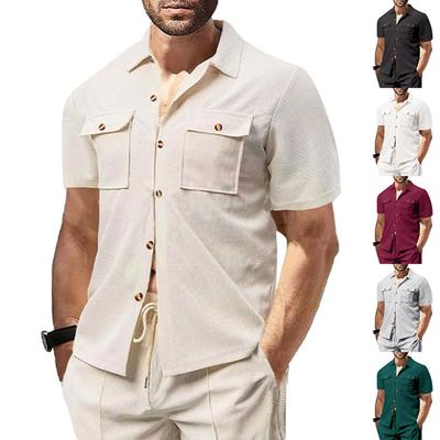 Men's Lapel Jacket With Pockets Casual And Comfortable Short Sleeved Coat
