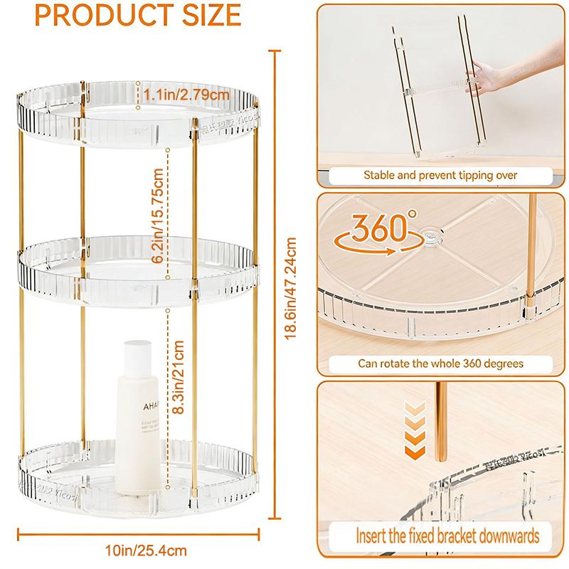 360 Rotating Makeup Organizer For Vanity,Clear Spinning Organizer And Make Up Organizers For Counter