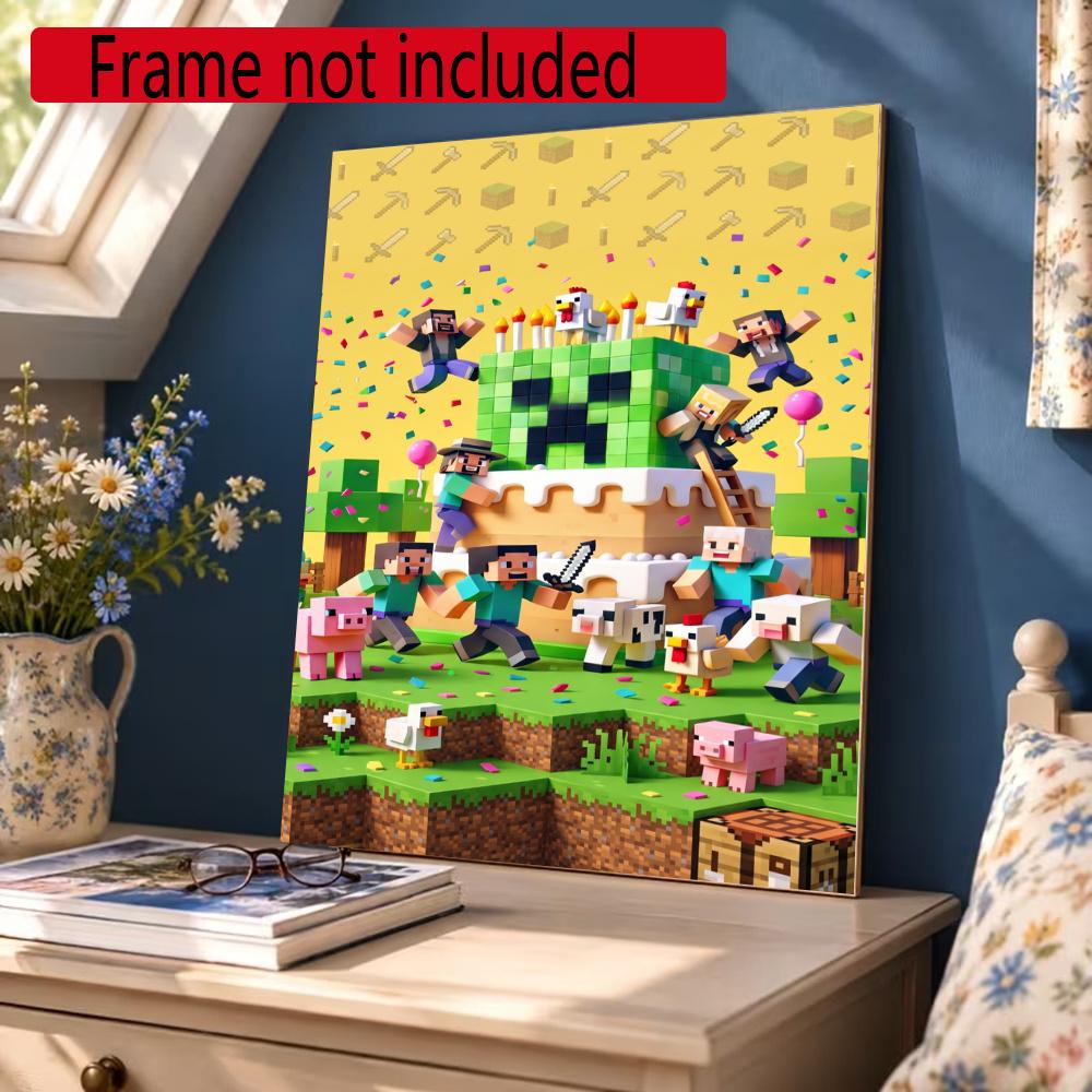 Minecraft 5D Diamond Painting Round Diamond Rhinestones Mosaic Diamond Embroidery Wall Paintings Rhinestones Gift Frameless