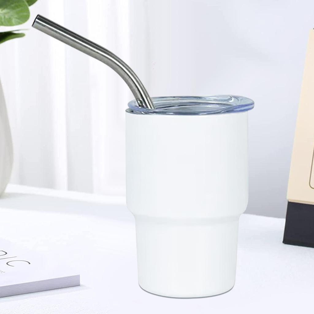 3oz Sublimation Tumble Whiskey Wine Glass Stainless Steel Vacuum Insulation Cup Car MIni Coffee Cup With Straw Party Gift