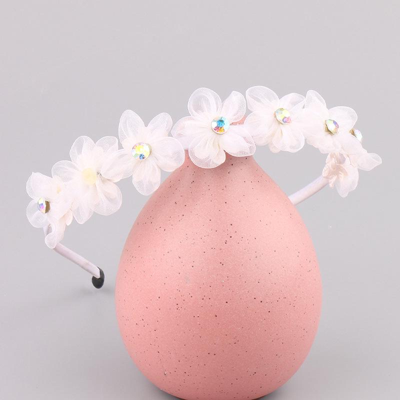 Handmade Korean Style Bridal Headband - White Fabric Wedding Accessory