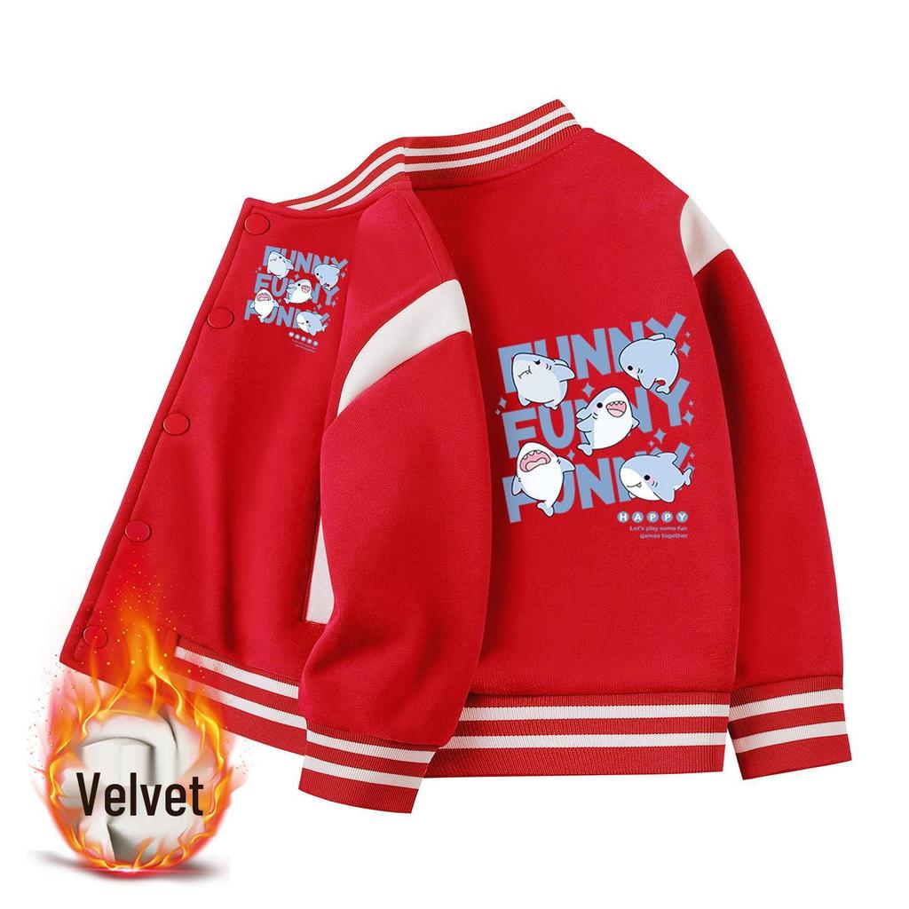 Baseballjacke mit Fleecefutter für Jungen: 2026 Neue Herbst-/Winter-Dicke Warme Lässige Oberbekleidung