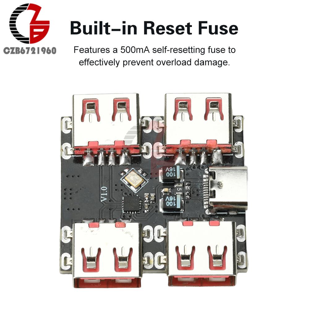 1-5Pcs USB-HUB Module USB2.0 4-port Controller Expansion Dock Module USB 2.0 to 4 Channel Splitter 40MB/S Type-C Extender Board