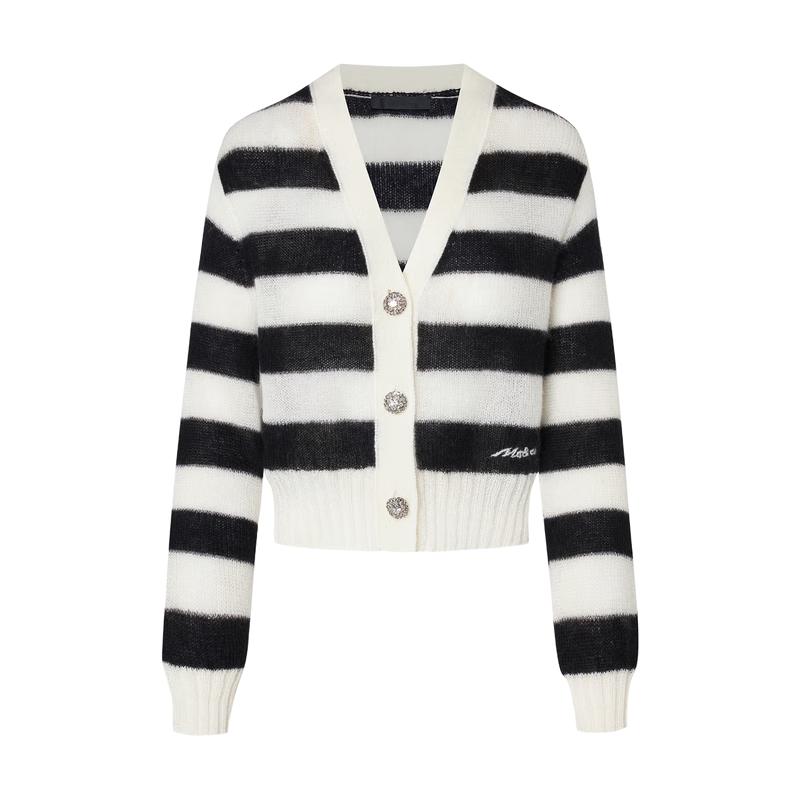 

MO&Co. Короткий вязаный кардиган из смесового мохера с ромбовидными пуговицами