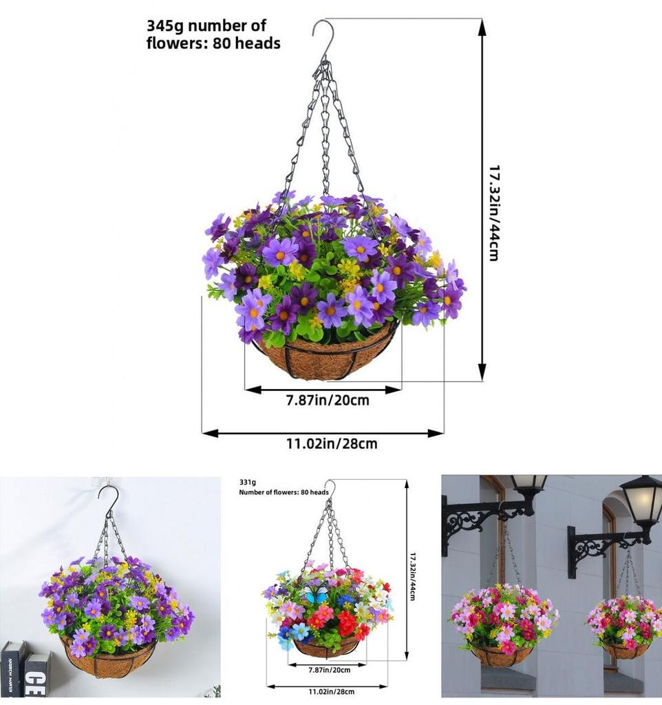 Heimdekoration Künstliche Blume Hängekorb mit Schmetterlingsdesign für Wohnzimmer und Garten
