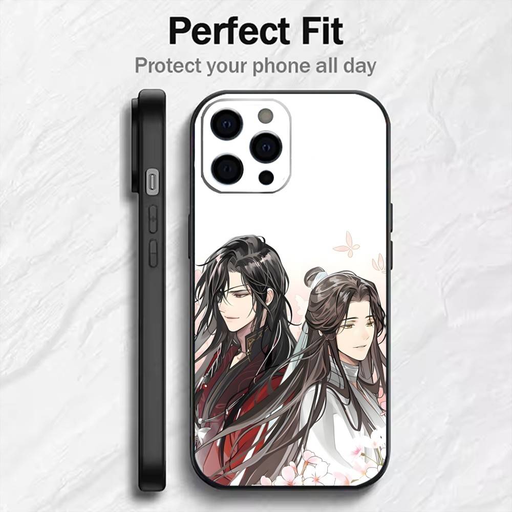 Anime Hua-Cheng TGCF Phone Case For iPhone17,16,15,14,13,12 Plus,Max Soft Silicone Black Cover