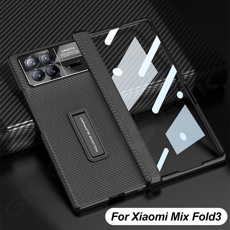All-Inclusive Leder Scharnier Schutzhülle Für Xiaomi Mi Mix Fold 3 Fold3 Magnetisches Scharnier Hülle mit Bildschirmschutz Glas Halter Abdeckung