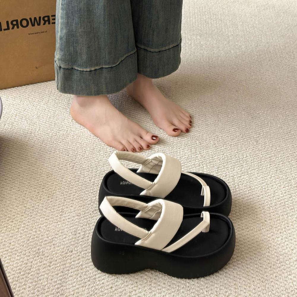 

Марокканский виноград Мама Удобные круглоголовые буквенные тонкие летние шлепанцы на толстой подошве Босоножки на высоком каблуке Резиновая подошва Повседневный стиль 37 бежевый