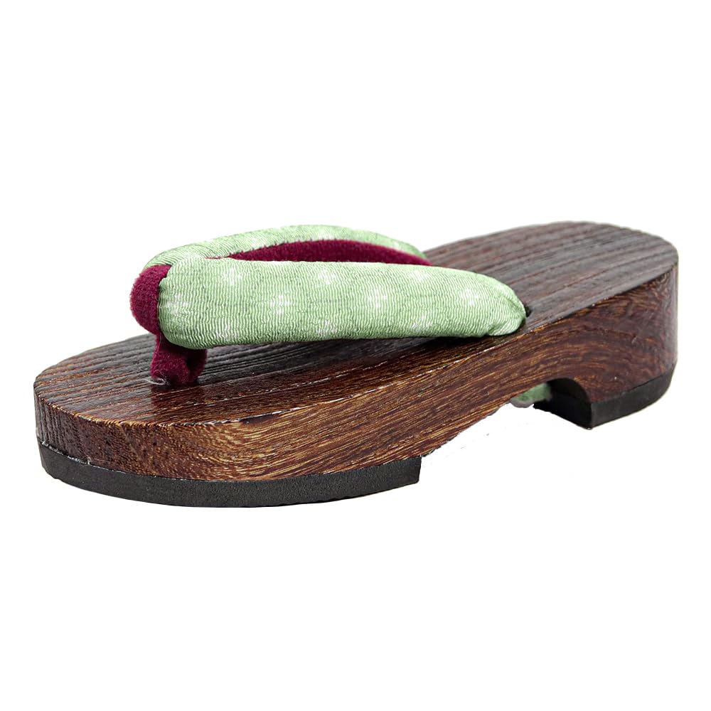 Geta in Dull Burnt Paulownia Wood for Girls [KYOETSU] (Japanese Clogs) (3 Khaki, measurement_18_point_0_centimeters)