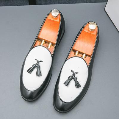 Fashion New Men's White Black Mixed Tassels Patent Leather Casual Shoes Loafers Moccasins Wedding Prom Flats Zapatillas Hombre