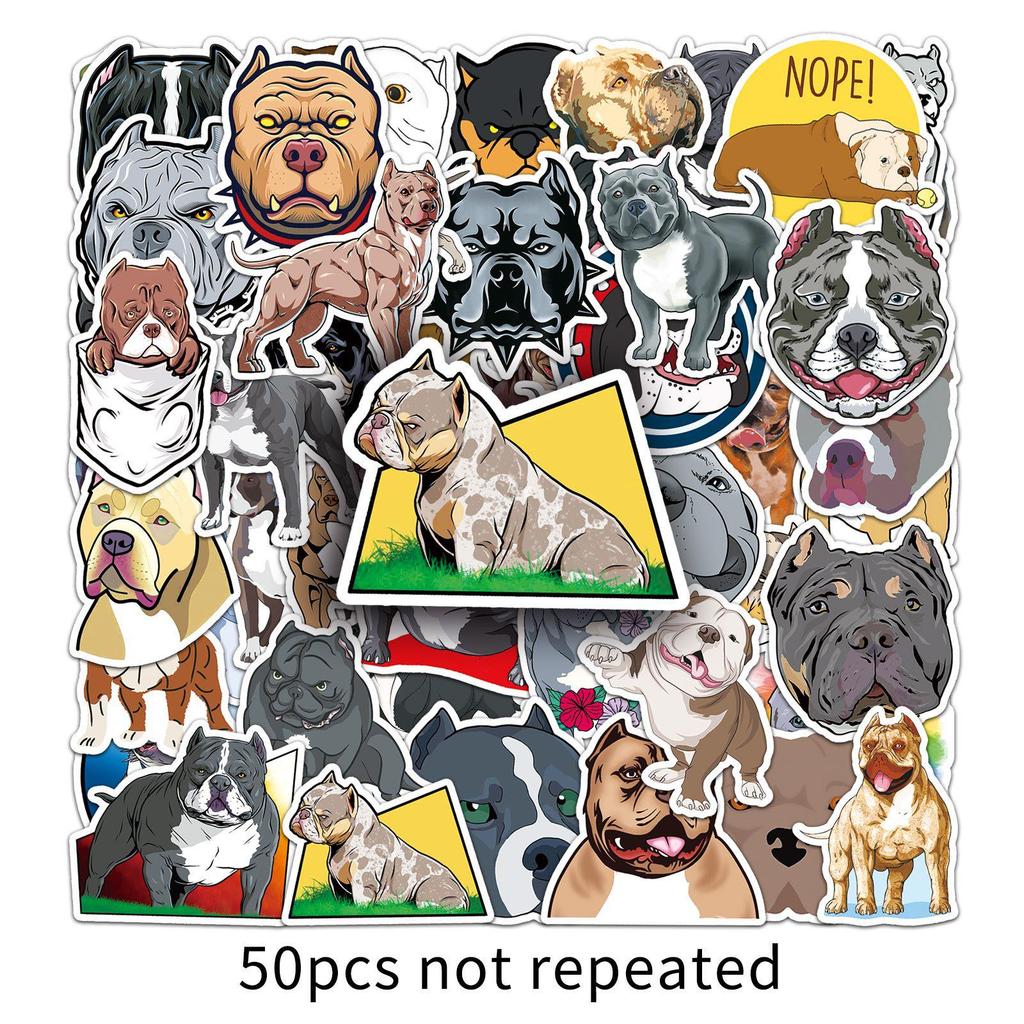 50PCS Bulldog Cartoon Stickers: Cute Waterproof Dog Decals for Kids' Journals, Water Bottles, and Phones