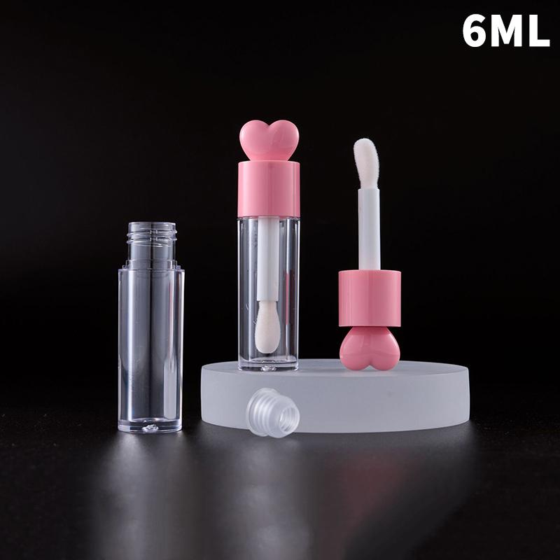 Empty Bottle Lips Glaze Container Portable Heart 4/6ml Lip Gloss Tube Matte Thick Rod Large Brush Container Makeup Tool