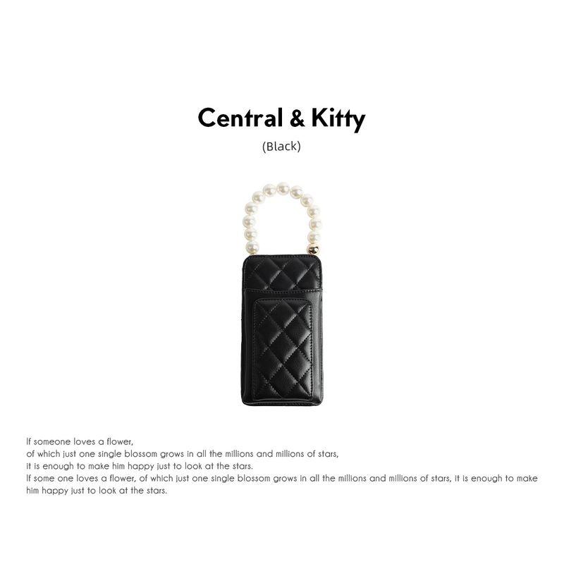 

Centralkitty Classic Style Genuine Leather Pearl Chain Mobile Phone Bag Mini Bag Women s Messenger Bag 2025 New Arrival Black
