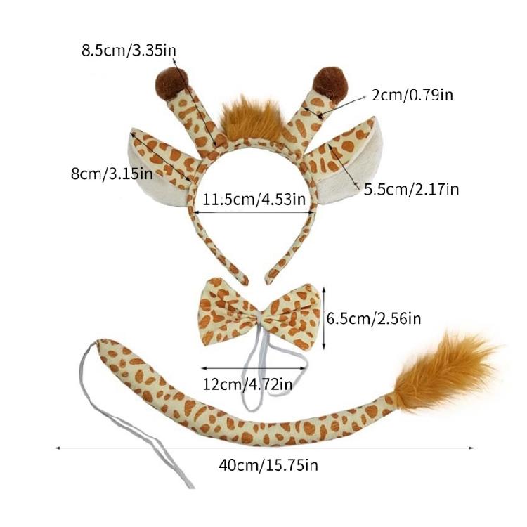 Animal Dress up Kits Hairband, Tail, and Bowtie for Kids Birthday Parties